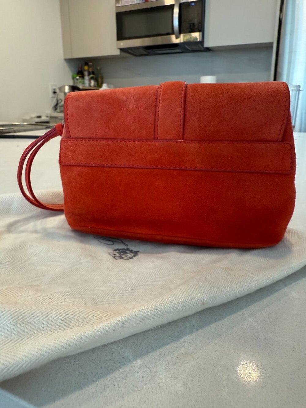 Loro Piana Suede Pouch in Orange Red - Picture 6 of 8